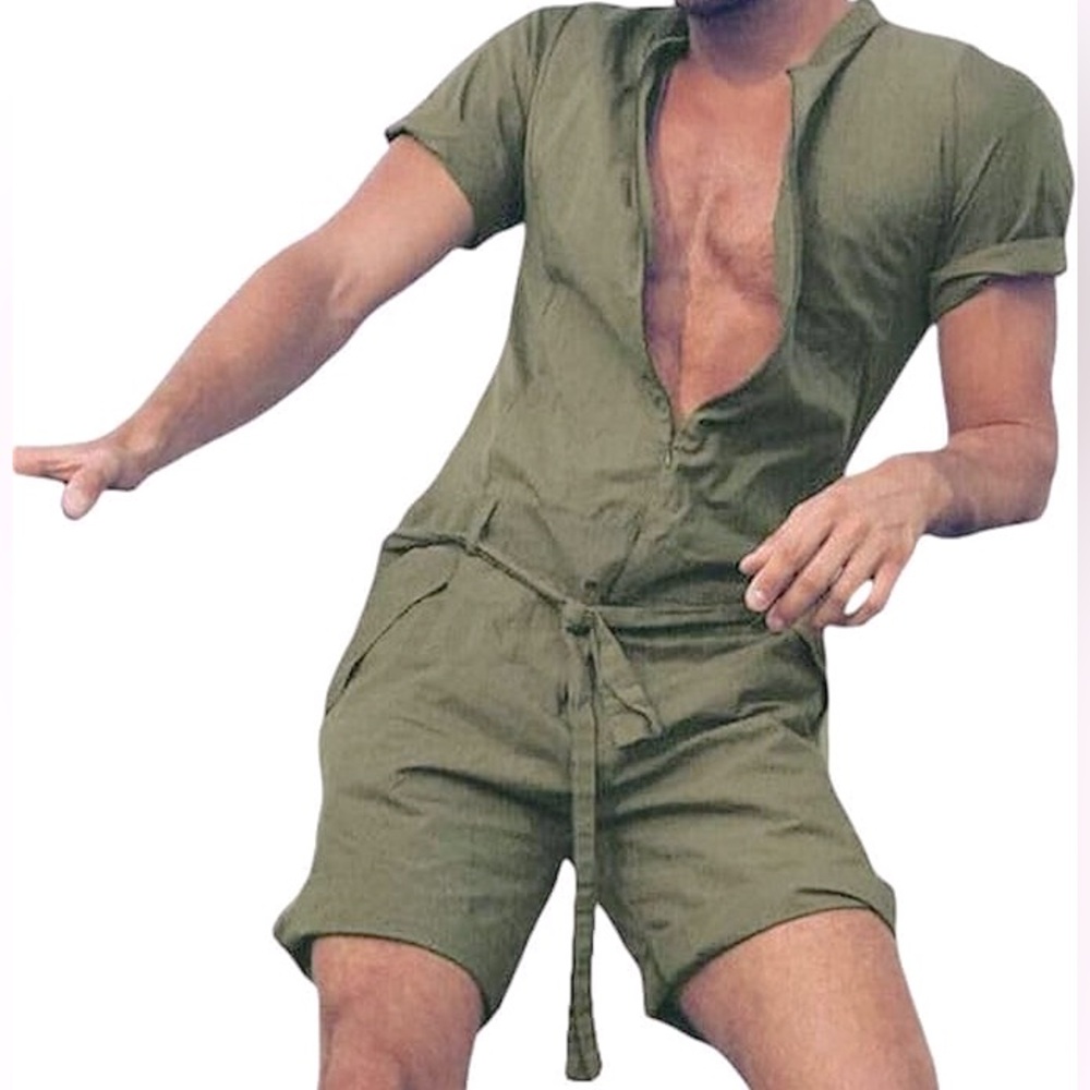 🆕 Men’s Romper Jumpsuit with Belt